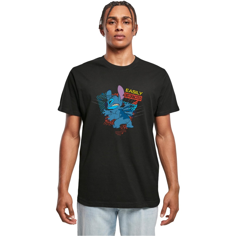 Merchcode Disney Lilo & Stitch - Easily Distracted Tshirt Homme - Noir